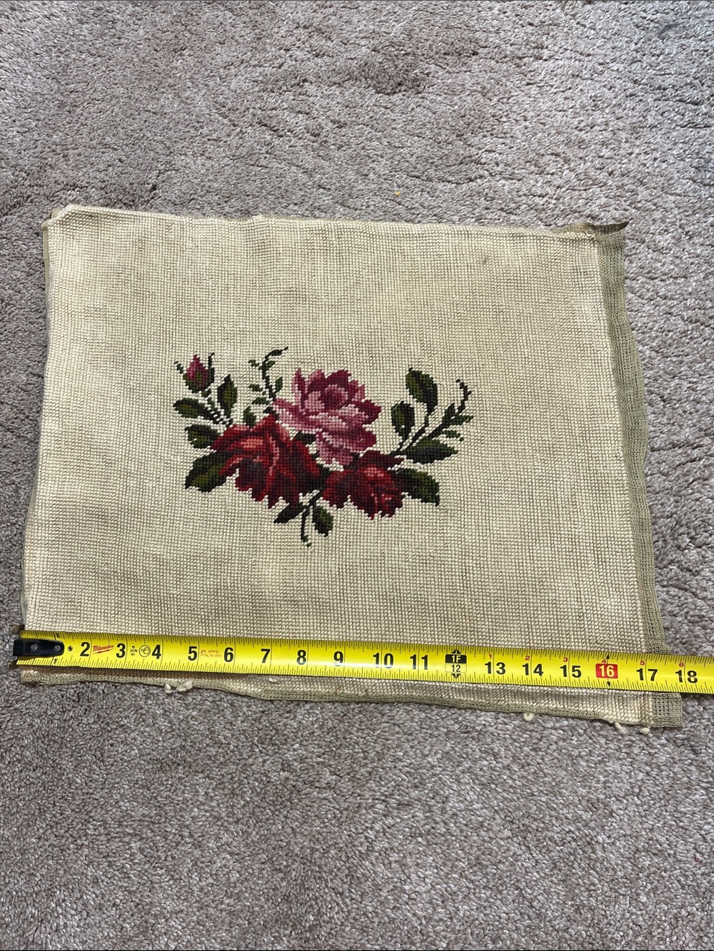 Wool Handmade Floral Embroidered Needlepoint
